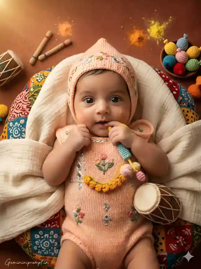 AI Holi Baby Photo Editing Generator with Festive Colors