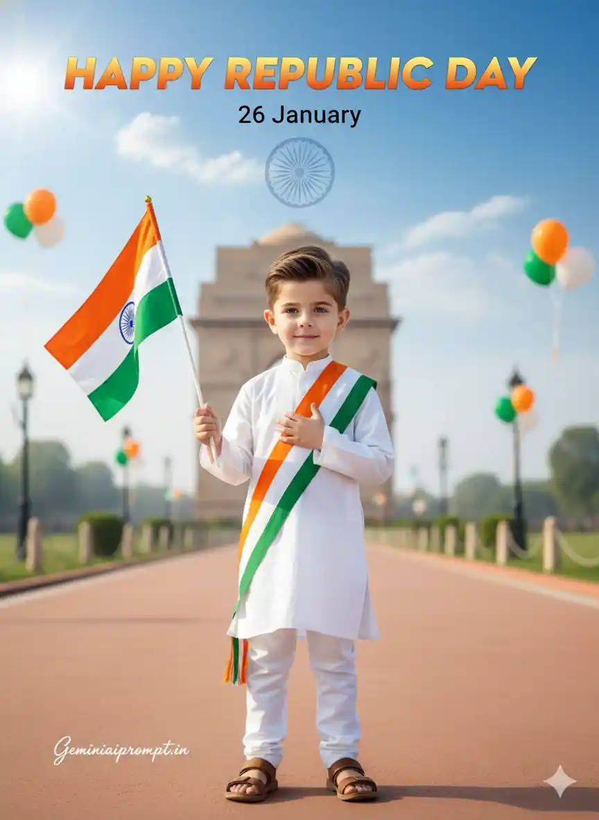 Happy Republic Day Photo Prompt For Kids